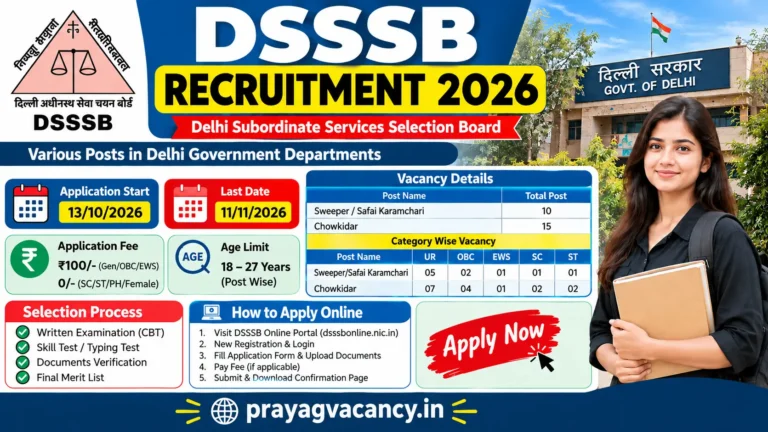 Delhi DSSSB Post Online Form Recruitment 2026